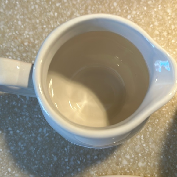 Rae Dunn 3 pieces, creamer, treat dish and dog treats jar people treats. 2 new - Picture 3 of 7